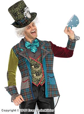 Mad Hatter, costume set, big bow, ruffle trim, velvet, scott-checkered pattern